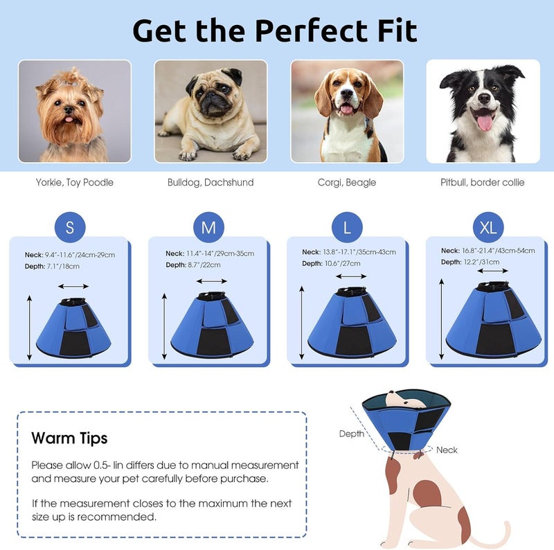 Queenmore Dog Cone XL, Soft Dog Cones for Large Dogs After Surgery, Cone for Dogs to Stop Licking, Elizabethan Collar for Pet, Alternative to Recovery Collar for Large Breeds, Blue XL - Image 4